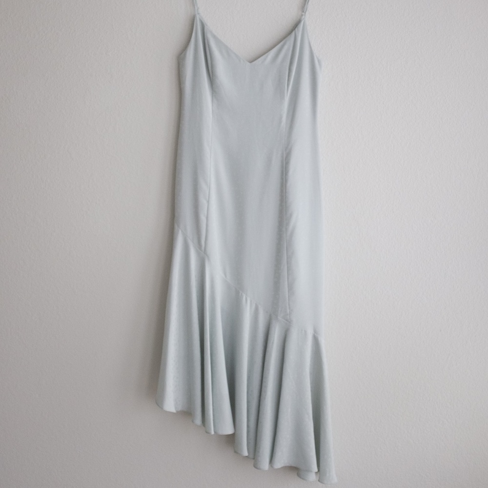 WAYF NWT Sage Green Slip Dress, Formal, Asymmetrical hem, Medium